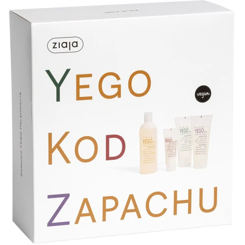 Ziaja Yego Kod Zapachu, żel pod prysznic i szampon do włosów  400 ml +  200 ml + 200 ml  + balsam po goleniu 80 ml - Zestaw prezentowy dla mężczyzn