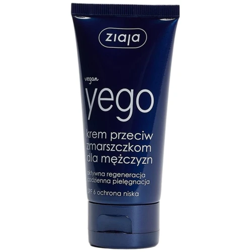 Ziaja Yego Krem przeciw zmarszczkom dla mężczyzn SPF 6, 50 ml - Nawilżający i regenerujący skórę