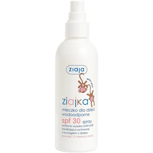 Ziajka Mleczko w spray'u dla dzieci wodoodporne SPF 30, 170 ml - Lekka formuła dla skóry wrażliwej