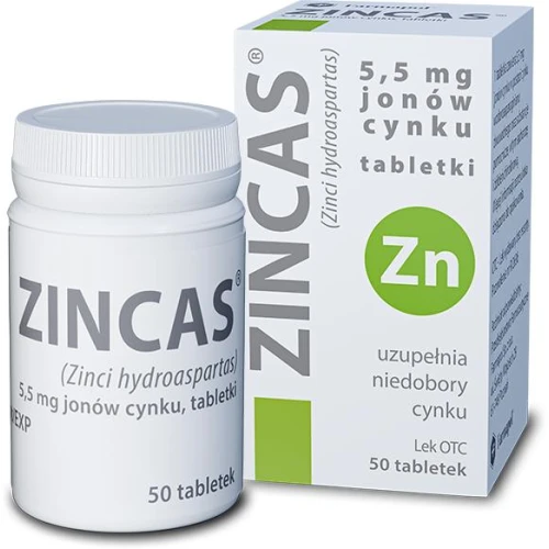 Zincas, 50 tabletek - Uzupełnienia niedobory cynku, zmniejsza podatność na infekcje