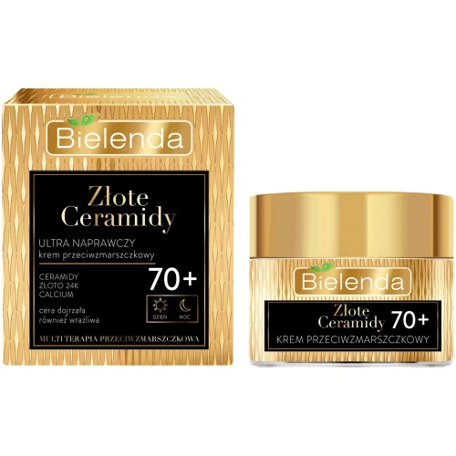 Bielenda Złote Ceramidy 70+ Ultra naprawczy krem przeciwzmarszczkowy, 50 ml - Do skóry dojrzałej, suchej i wiotczejącej