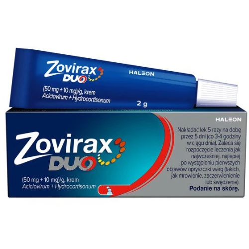 Zovirax Duo, 2 g - Krem na opryszczkę zawiera acyklowir i hydrokortyzon. Łagodzi stan zapalny związany z opryszczką
