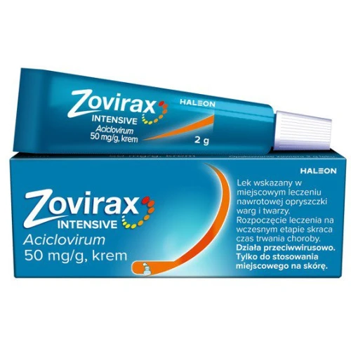 Zovirax Intensive, 2 g - Krem na opryszczkę, 1 g kremu zawiera 50 mg acyklowiru