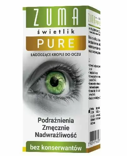 Zuma Świetlik Pure krople do oczu, 10 ml - Bez konserwantów z zielem świetlika, łagodzą zaczerwienienia i podrażnienia oczu