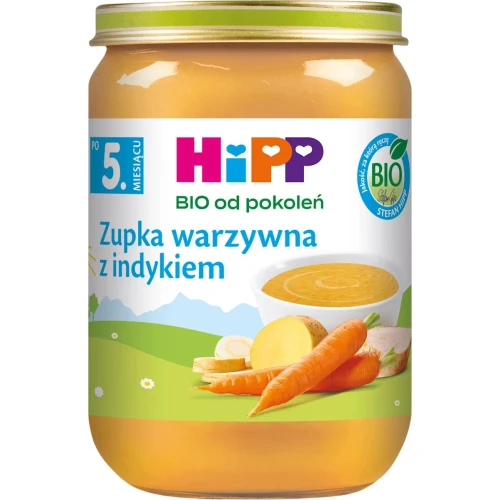 HiPP Zupka warzywna z indykiem BIO, 190 g - Dla niemowląt od 5. miesiąca życia