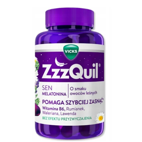 ZzzQuil Natura żelki, 60 sztuk - Suplement diety z ekstraktami roślinnymi, melatoniną i witaminą B6