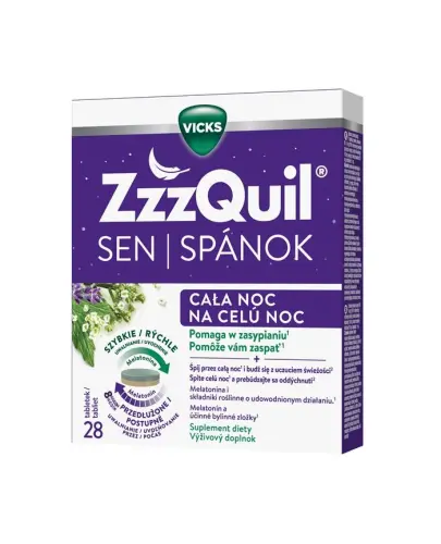 ZzzQuil Sen Cała Noc, 28 tabletek - Naturalny sposób na nocny wypoczynek