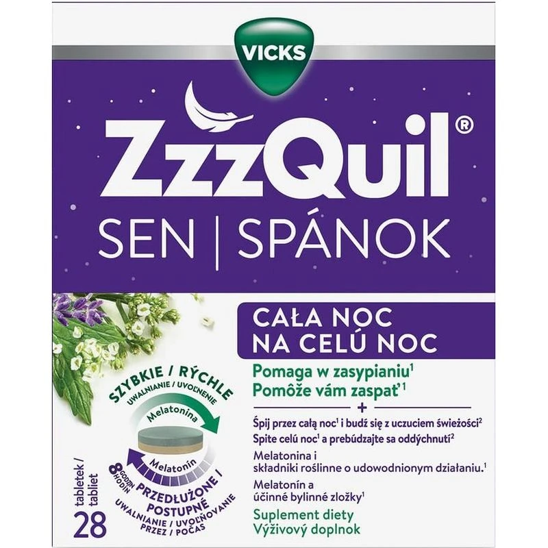 ZzzQuil Sen Cała Noc, 28 tabletek - Tabletki na sen z melatoniną